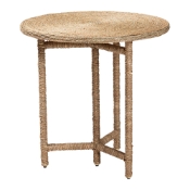 bali & pari Fumito Handwoven Seagrass End Table - Round Boho Side Table with Wrapped Frame, Handmade Coastal D?cor for Living Room or Sun Room